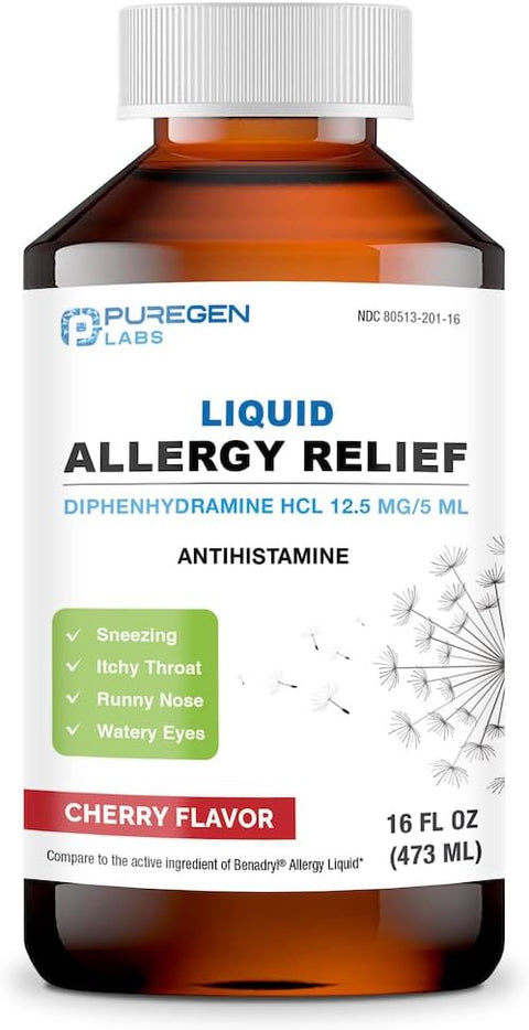 Allergy Relief Oral Solution, Diphenhydramine HCl 12.5mg/5 mL, Antihistamine