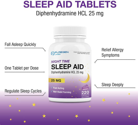 Sleep Aid Caplets, Diphenhydramine HCl 25mg