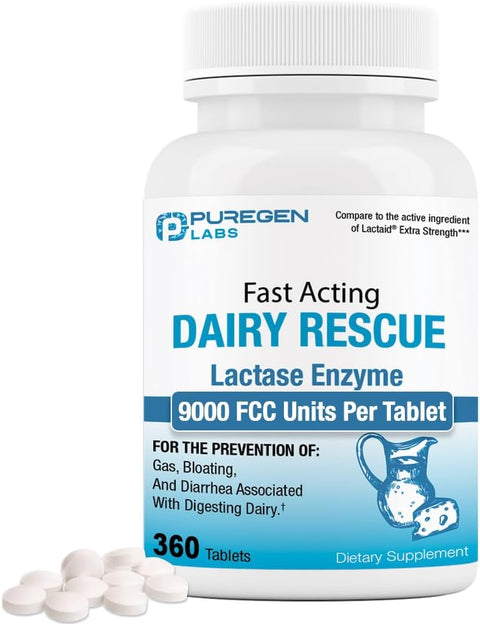 Dairy Relief Fast Acting Lactase Enzyme 9000 FCC, Lactose Intolerance
