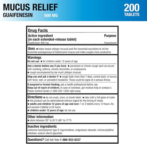 Mucus Relief 12 Hour Extended Release Guaifenesin