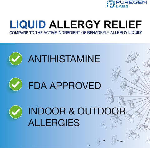 Allergy Relief Oral Solution, Diphenhydramine HCl 12.5mg/5 mL, Antihistamine