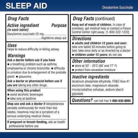 Sleep Aid Doxylamine Succinate 25mg
