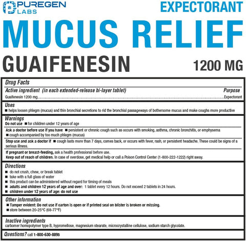 Mucus Relief 12 Hour Extended Release Guaifenesin 1200mg