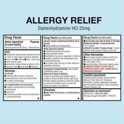Allergy Relief Diphenhydramine HCl 25 mg