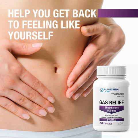 Puregen Labs Gas Relief Softgels with Simethicone 500 mg